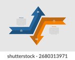 2 elements infographic comparison diagram with arrow with shadow top and bottom direction opposite with 2 step for slide presentation vector