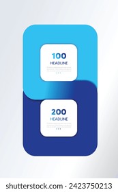 2 elements scheme, diagram. Two connected squares. Infographic template.