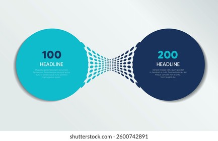 2 elements scheme, diagram. Two connected circles. Infographic template.