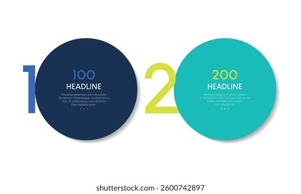 2 elements scheme, diagram. Two empty connected circles. Infographic template.