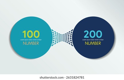 2 elements scheme, diagram. Two connected circles. Infographic template.