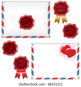 2 Envelope With A Wax Seal, Isolated On White Background, Vector Illustration