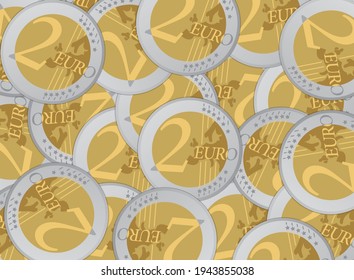 2 Euro coin currency vector background illustration