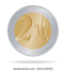 2 EURO coin drawn in vector style on a white background	