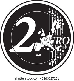 2 euro coin logo handmade silhouette svg