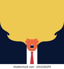 2 February, 2018. Character portrait of Donald Trump. President of United States. Vector illustration