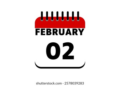 2 February calendar icon text page monthly web design on red, black and white background vector, icon, or illustration with the month of February 2