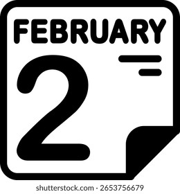 Calendario 2 de febrero Icono minimalista semisólido