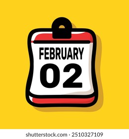 2 february calender color icon page year concept. number date text design.
