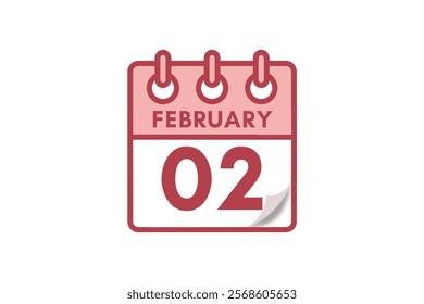 2 February month single day vector, illustration, calendar with maroon, rose and white color background calendar February 2