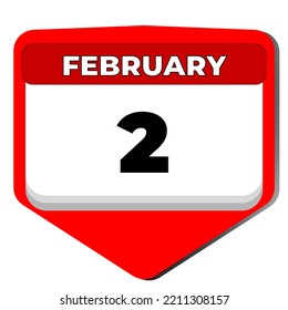 2 de febrero día del calendario del icono del vector. 2 de febrero. Segundo día de febrero. 2.º número de fecha. calendario de 2 días. Dos citas. Ilustración del vector