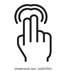 2 finger Double tap line icon, touch and hand gestures, mobile interface vector graphics, a linear pattern on a white background, eps 10.