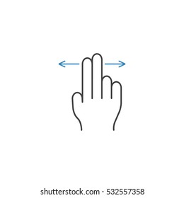 2 Finger left and right line icon, touch & hand gestures, vector graphics, a color linear pattern on a white background, eps 10.