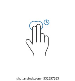 2 Finger Press and Hold line icon, touch & hand gestures, vector graphics, a color linear pattern on a white background, eps 10.