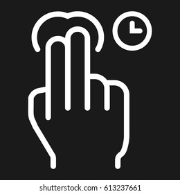 2 finger Press and hold line icon, touch and hand gestures, mobile interface vector graphics, a linear pattern on a black background, eps 10.