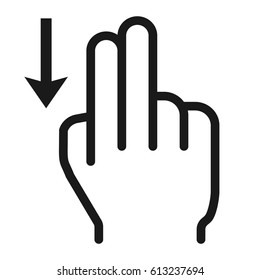 2 finger Swipe down line icon, touch and hand gestures, mobile interface and drag down vector graphics, a linear pattern on a white background, eps 10.