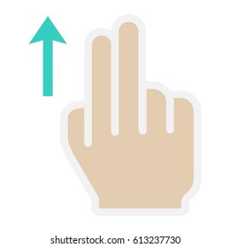 2 finger Swipe up flat icon, touch and hand gestures, mobile interface and drag up vector graphics, a colorful solid pattern on a white background, eps 10.
