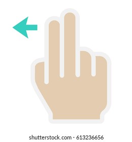 2 finger Swipe left flat icon, touch and hand gestures, mobile interface and drag down vector graphics, a colorful solid pattern on a white background, eps 10.