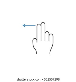 2 Finger swipe left line icon, touch & hand gestures, vector graphics, a color linear pattern on a white background, eps 10.