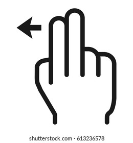 2 finger Swipe left line icon, touch and hand gestures, mobile interface and drag down vector graphics, a linear pattern on a white background, eps 10.