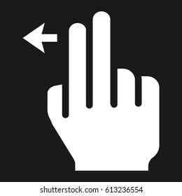 2 finger Swipe left solid icon, touch and hand gestures, mobile interface and drag down vector graphics, a filled pattern on a black background, eps 10.