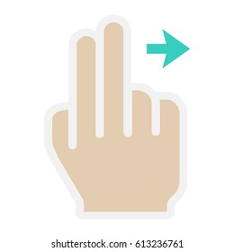 2 finger Swipe right flat icon, touch and hand gestures, mobile interface and drag down vector graphics, a colorful solid pattern on a white background, eps 10.