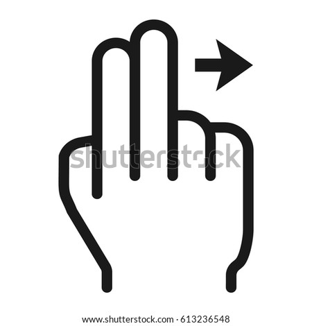 2 finger Swipe right line icon, touch and hand gestures, mobile interface and drag down vector graphics, a linear pattern on a white background, eps 10.