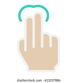 2 finger tap flat icon, touch and hand gestures, mobile interface vector graphics, a colorful solid pattern on a white background, eps 10.