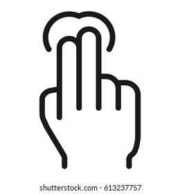 2 finger tap line icon, touch and hand gestures, mobile interface vector graphics, a linear pattern on a white background, eps 10.