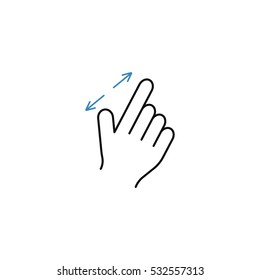 2 Finger zoom in line icon, touch & hand gestures, vector graphics, a color linear pattern on a white background, eps 10.