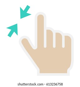 2 finger zoom out flat icon, touch and hand gestures, mobile interface vector graphics, a colorful solid pattern on a white background, eps 10.