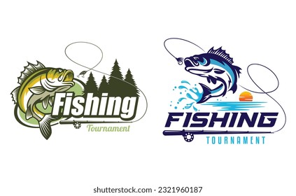  2 fishing tournament logo designs