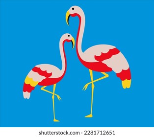 2 flamingo 1 graphic design vector