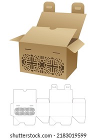 2 flip y caja de empaquetado de puntos bloqueados con plantilla de corte de trozos de patrón estampado y simulación 3D