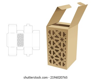2 flips box con esténcil ventana de patrones de lujo molde plantilla de corte y maquillaje 3D
