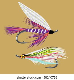 2 fly-fishing flies VECTOR