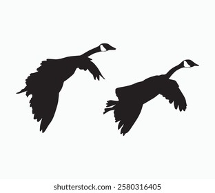 2 flying geese silhouette. free vector illustration