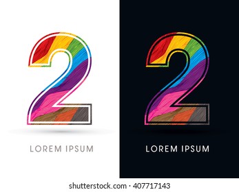 2 Font , colorful wave, designed using colorful grunge brush graphic vector