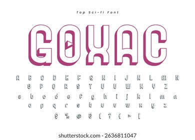 2 font in the Hibiscus color, trendy simple alphabet, bold letters and numbers made in mosaic style, vector illustration