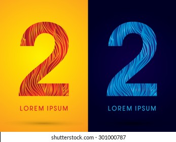 2 ,Font ,Text, designed using line fire and cool, graphic vector.