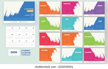 2 fertige Formate aus 2023 Kalenderposten oder Vorlagen mit unterschiedlichem Farbpinselschlag.