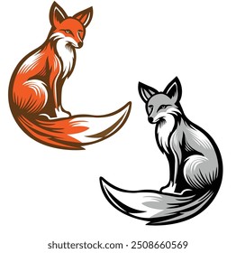 2 Fox in color and greyscale