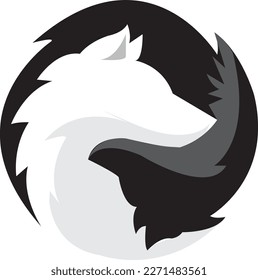 2 fox vector with  white gray and black colour