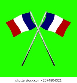 2 French flags flying on crossed poles.