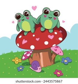 2 frogs that are meeting. suitable for book covers, children's nightgowns. resolution 100x100cm