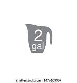 2 gal sign (mark) estimated volumes gallons. Vector symbol packaging, labels used in the US for prepacked foods, drinks different gallons and quarts. 2 gal vol single icon isolated on white background