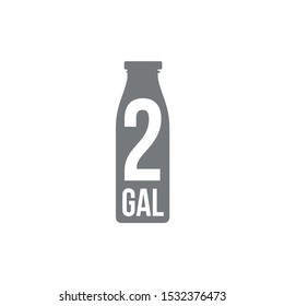 2 gal sign (mark) estimated volumes gallons. Vector symbol packaging, labels used in the US for prepacked foods, drinks different gallons and quarts. 2 gal vol single icon isolated on white background