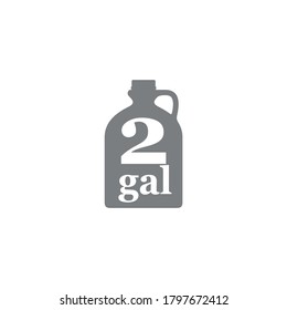 2 gal sign (mark) estimated volumes gallons. Vector symbol packaging, labels used in the US for prepacked foods, drinks different gallons and quarts. 2 gal vol single icon isolated on white background