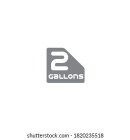2 gal sign (mark) estimated volumes gallons. Vector symbol packaging, labels used in the US for prepacked foods, drinks different gallons and quarts. 2 gal vol single icon isolated on white background