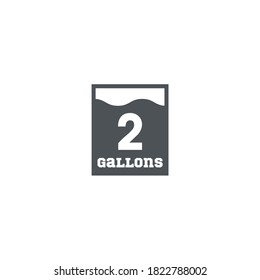 2 gal sign (mark) estimated volumes gallons. Vector symbol packaging, labels used in the US for prepacked foods, drinks different gallons and quarts. 2 gal vol single icon isolated on white background